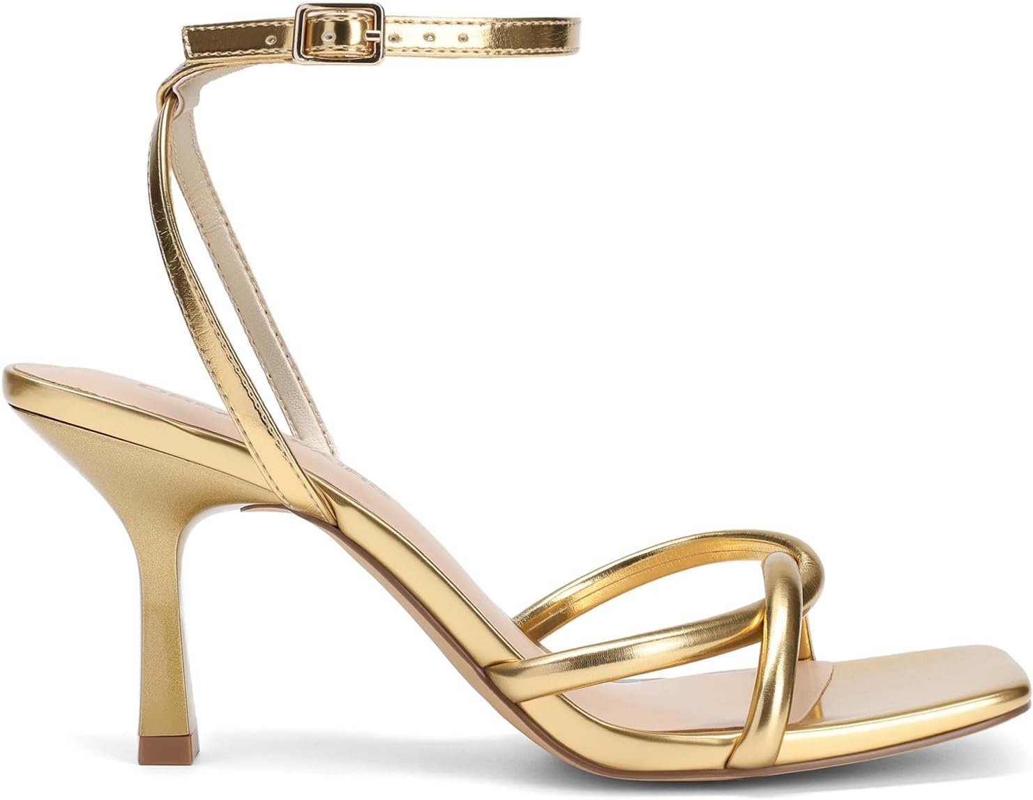 image:imageDREAM PAIRS Womens Kitten Low Heels with Square Open Toe Heeled Sandals Comfortable Strappy Ankle Shoes for Women 2026 Fashion Dress Party SheosGold