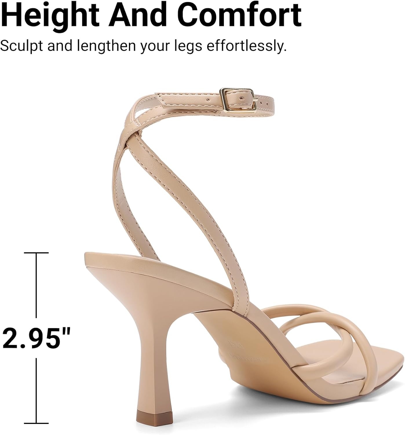 image:imageDREAM PAIRS Womens Kitten Low Heels with Square Open Toe Heeled Sandals Comfortable Strappy Ankle Shoes for Women 2026 Fashion Dress Party SheosNude