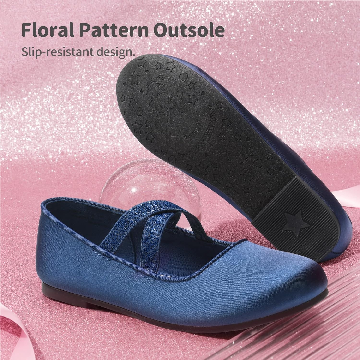 image:imageDream Pairs Girls Ballerina Dress Shoes Mary Jane FlatsNavy Bluesatin