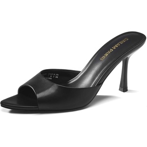DREAM PAIRS Women’s High Heels Mules Pointed Peep Toe Kitten Sandals Comfortable Slip On Dressy Shoes for Wedding Daily Work Travel Summer(Black-pu)