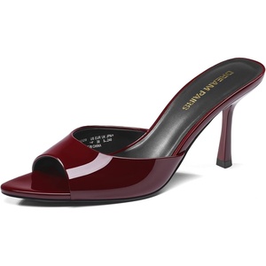 DREAM PAIRS Women’s High Heels Mules Pointed Peep Toe Kitten Sandals Comfortable Slip On Dressy Shoes for Wedding Daily Work Travel Summer(Burgundy)
