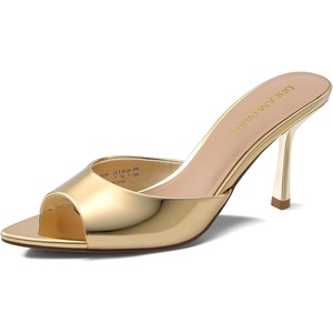DREAM PAIRS Women’s High Heels Mules Pointed Peep Toe Kitten Sandals Comfortable Slip On Dressy Shoes for Wedding Daily Work Travel Summer(Gold)
