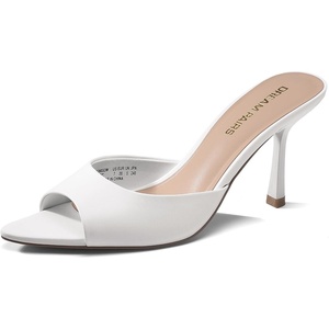 DREAM PAIRS Women’s High Heels Mules Pointed Peep Toe Kitten Sandals Comfortable Slip On Dressy Shoes for Wedding Daily Work Travel Summer(White)