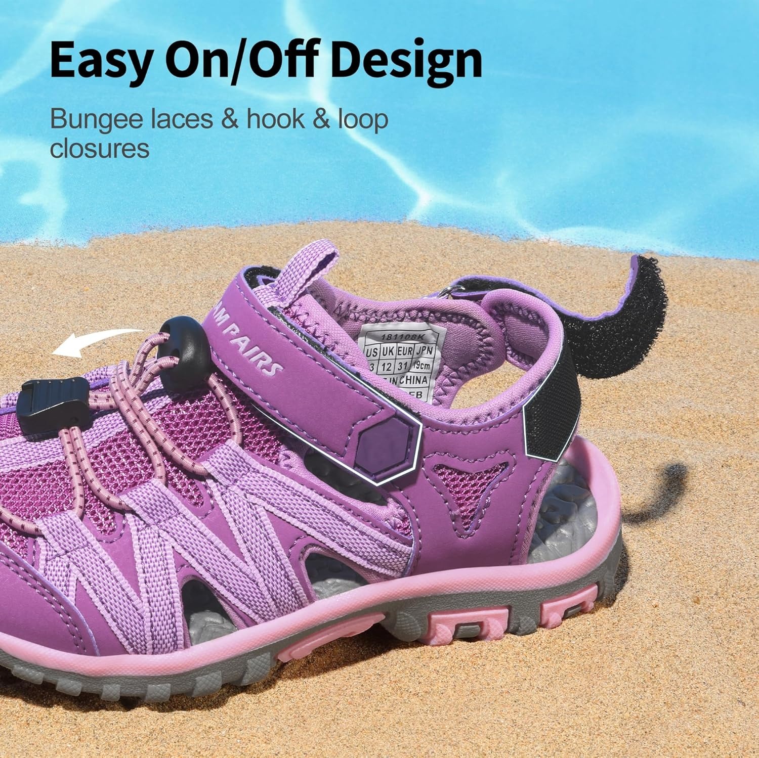 image:imageDREAM PAIRS Boys Girls ClosedToe Outdoor Summer Water Sport Sandals for ToddlerLittleBig KidPurpleLightPurple