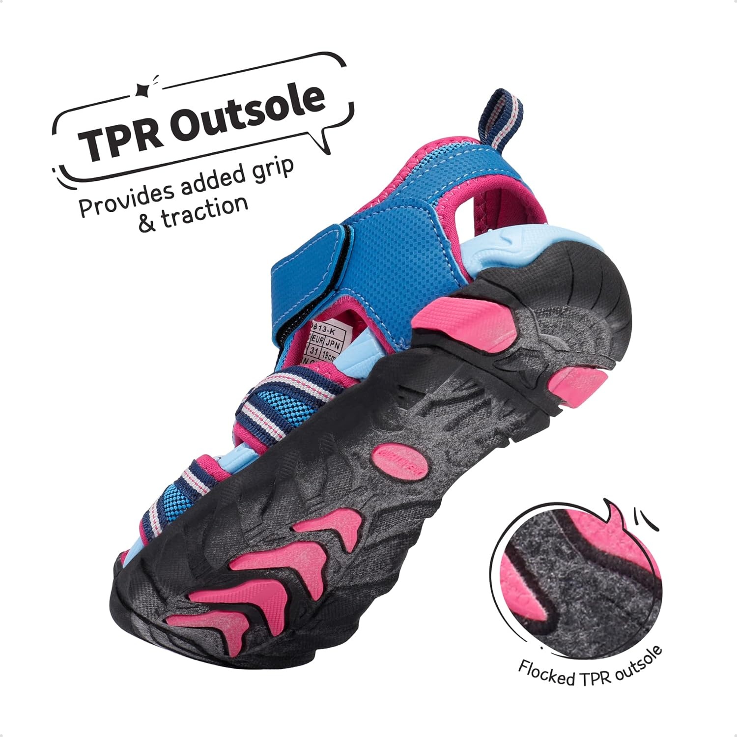 image:imageDREAM PAIRS Boys Girls Outdoor Summer Water Sport Athletic Sandals for ToddlerLittleBig KidNavyFuchsiaMint