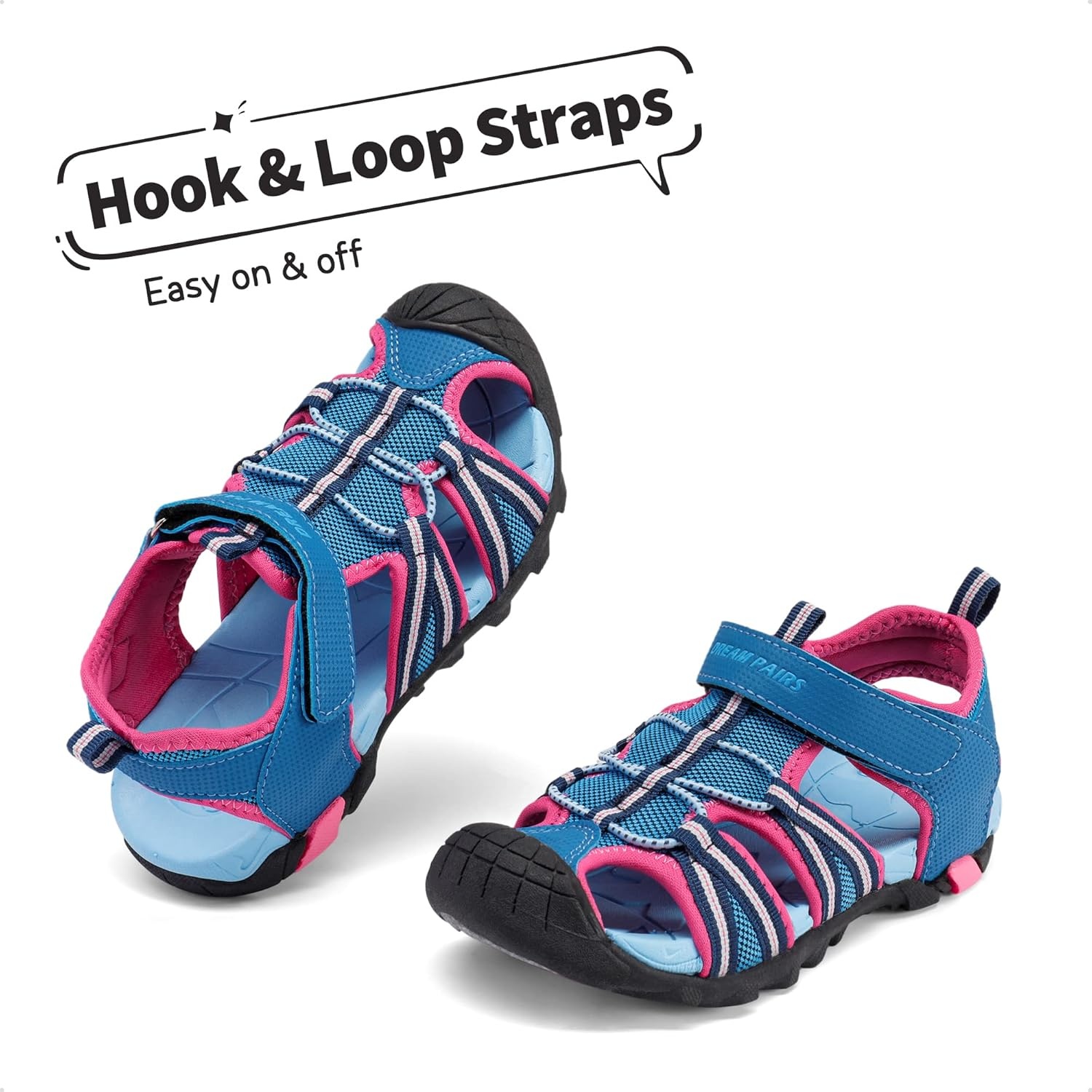 image:imageDREAM PAIRS Boys Girls Outdoor Summer Water Sport Athletic Sandals for ToddlerLittleBig KidNavyFuchsiaMint