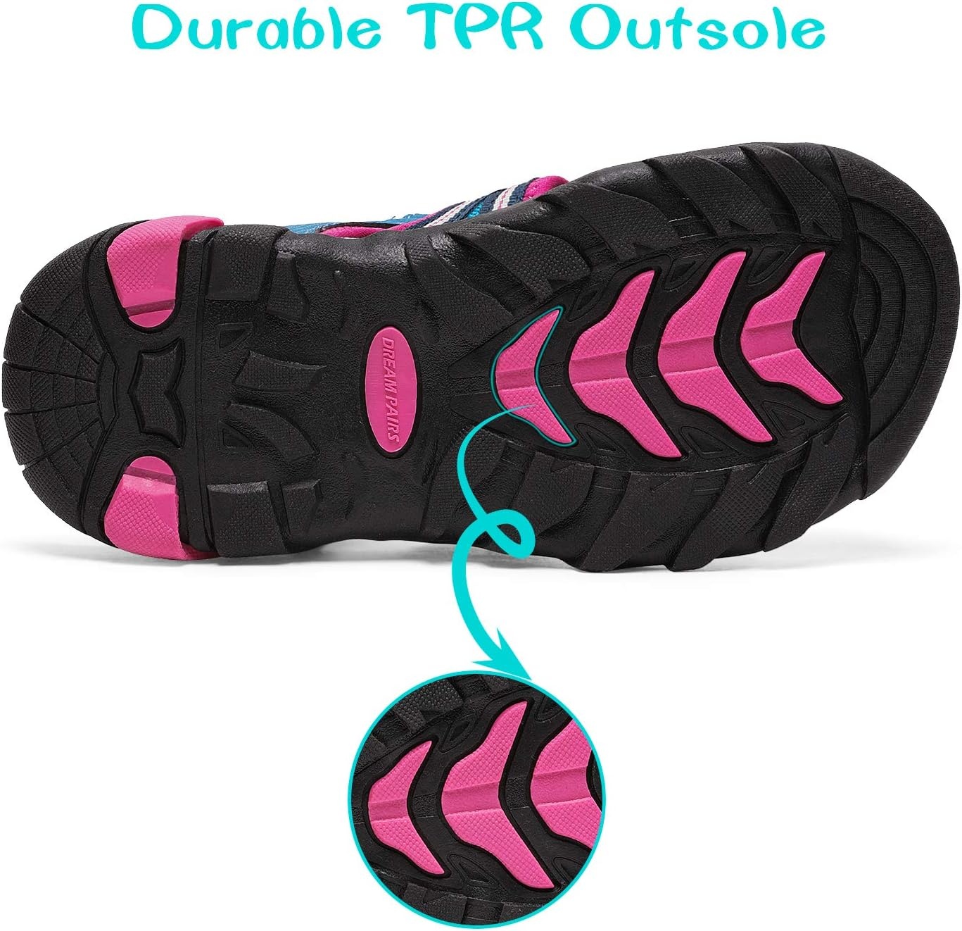 image:imageDREAM PAIRS Boys Girls Outdoor Summer Water Sport Athletic Sandals for ToddlerLittleBig KidNavyFuchsiaMint