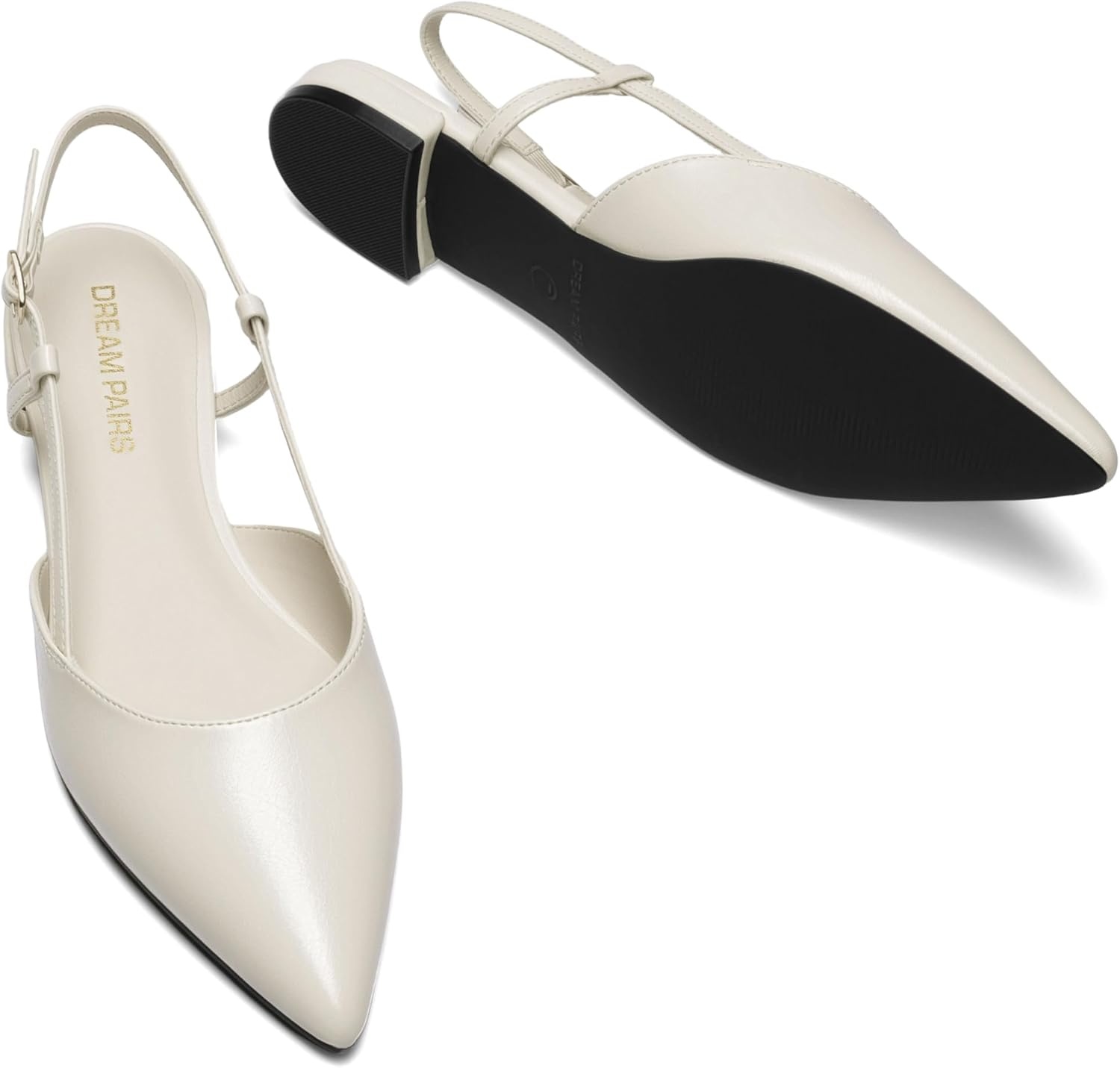 image:imageDREAM PAIRS Slingback Flats for Women PointedToe Elegant Womens Ballet Flats with Buckle Strap Classic Low Heel Dress Shoes for Casual Work Office PartyBeige