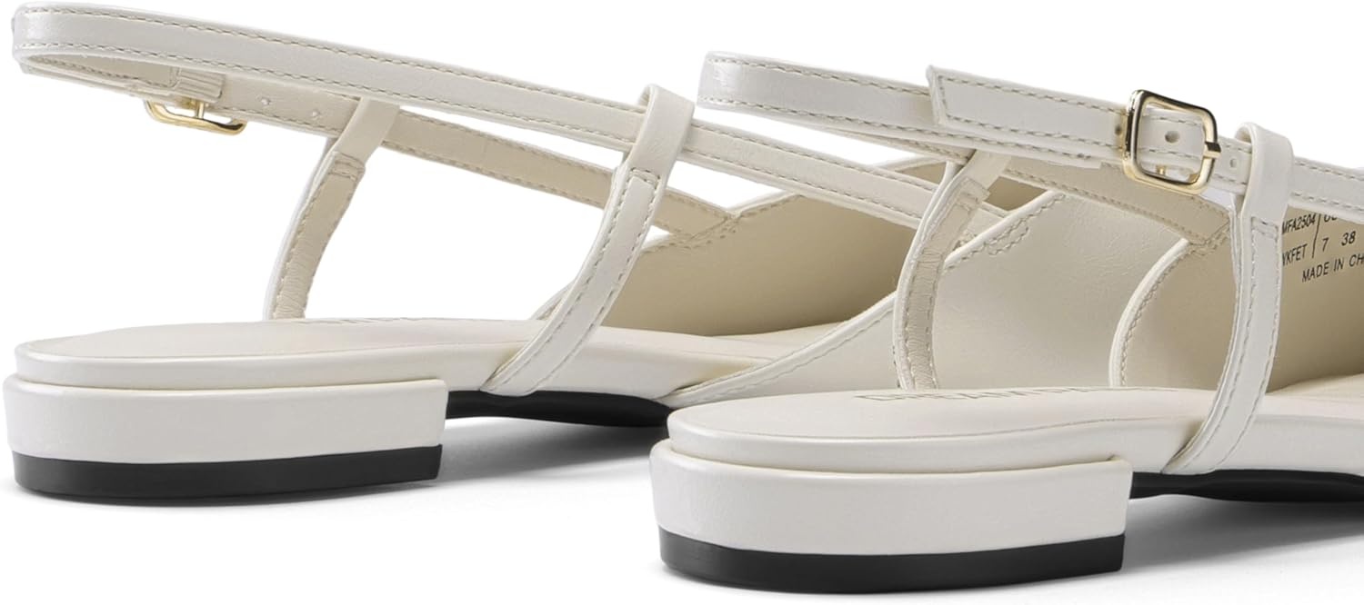 image:imageDREAM PAIRS Slingback Flats for Women PointedToe Elegant Womens Ballet Flats with Buckle Strap Classic Low Heel Dress Shoes for Casual Work Office PartyBeige