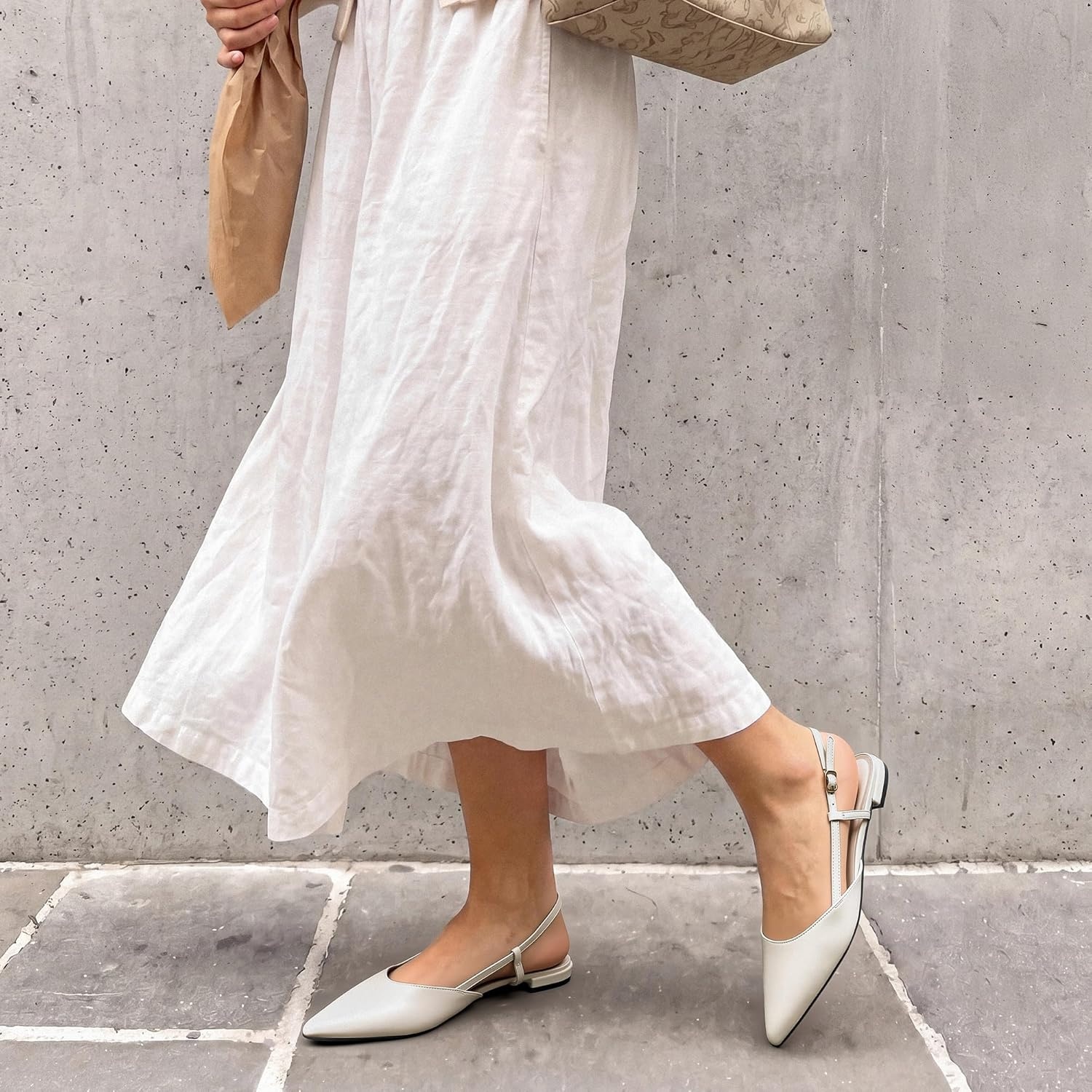 image:imageDREAM PAIRS Slingback Flats for Women PointedToe Elegant Womens Ballet Flats with Buckle Strap Classic Low Heel Dress Shoes for Casual Work Office PartyBeige