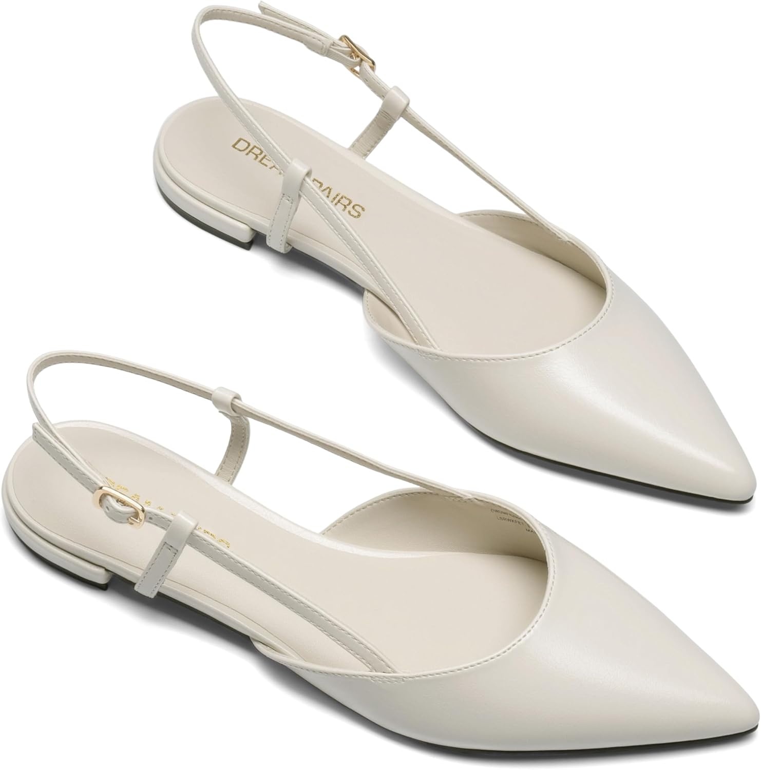 image:imageDREAM PAIRS Slingback Flats for Women PointedToe Elegant Womens Ballet Flats with Buckle Strap Classic Low Heel Dress Shoes for Casual Work Office PartyBeige