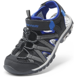 DREAM PAIRS Boys Girls Closed-Toe Outdoor Summer Water Sport Sandals for Toddler/Little/Big Kid(Black/Grey/Blue)