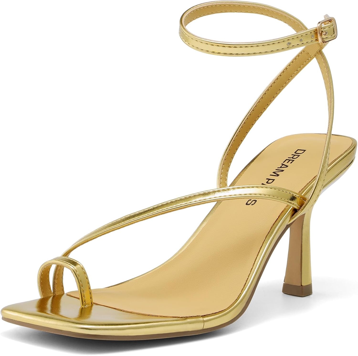 image:imageDREAM PAIRS Womens Kitten Low Heels with Square Toe Adjustable Ankle Strappy Fashion Sandals Comfortable Dressy Summer Shoes 2026 for Daily PartyGold
