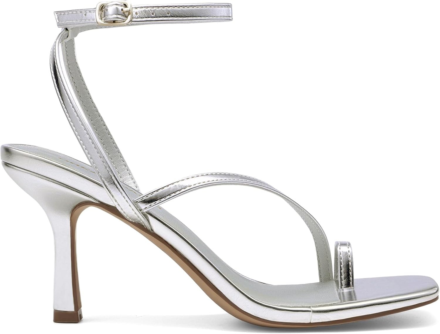 image:imageDREAM PAIRS Womens Kitten Low Heels with Square Toe Adjustable Ankle Strappy Fashion Sandals Comfortable Dressy Summer Shoes 2026 for Daily PartySilver