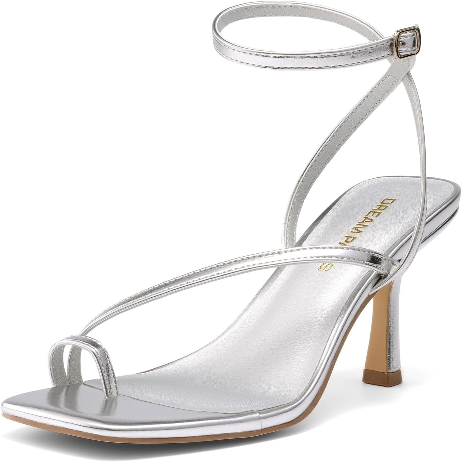 image:imageDREAM PAIRS Womens Kitten Low Heels with Square Toe Adjustable Ankle Strappy Fashion Sandals Comfortable Dressy Summer Shoes 2026 for Daily PartySilver