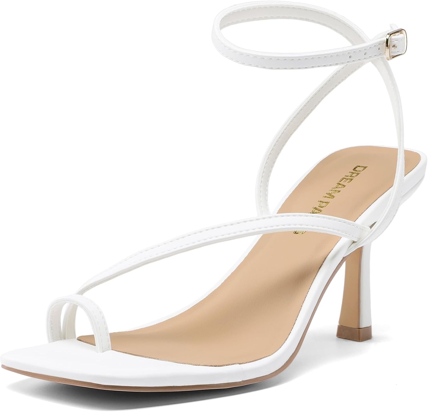image:imageDREAM PAIRS Womens Kitten Low Heels with Square Toe Adjustable Ankle Strappy Fashion Sandals Comfortable Dressy Summer Shoes 2026 for Daily PartyWhite