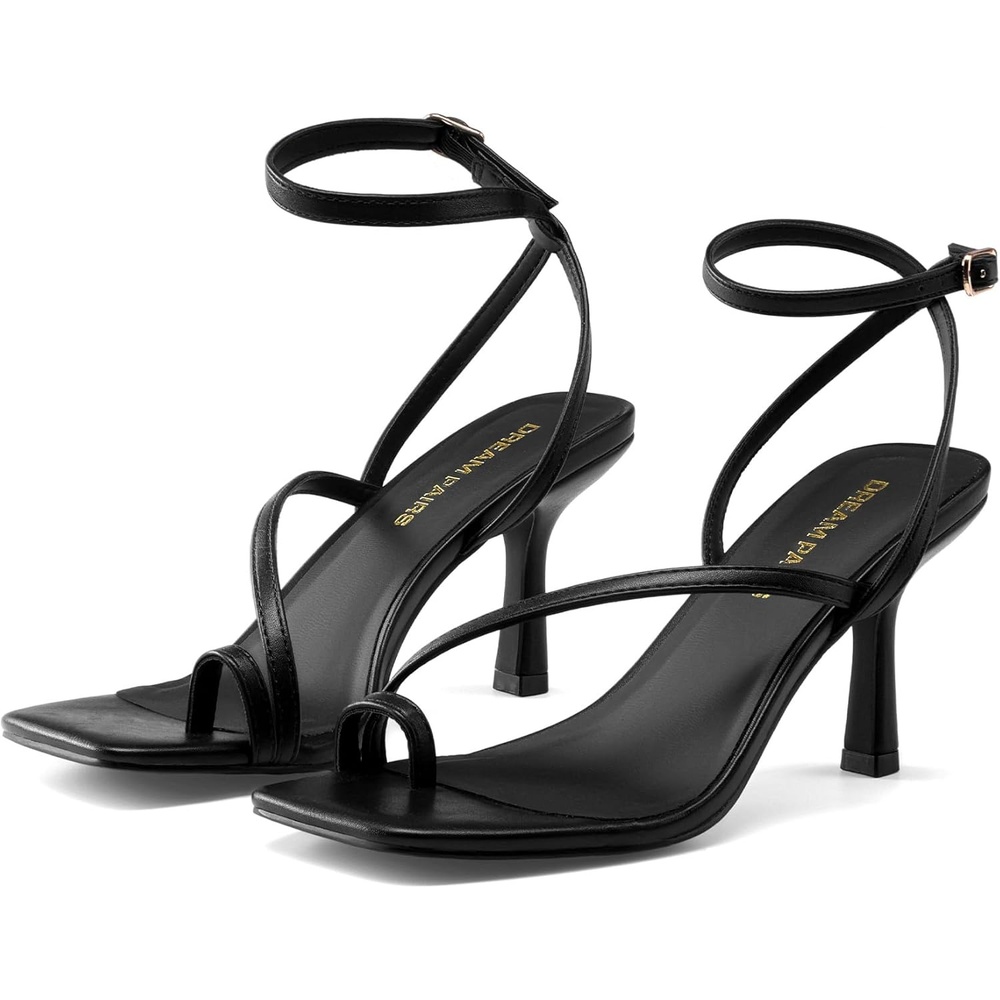 image:imageDREAM PAIRS Womens Kitten Low Heels with Square Toe Adjustable Ankle Strappy Fashion Sandals Comfortable Dressy Summer Shoes 2026 for Daily PartyBlack