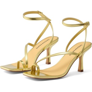 DREAM PAIRS Women’s Kitten Low Heels with Square Toe Adjustable Ankle Strappy Fashion Sandals Comfortable Dressy Summer Shoes 2026 for Daily Party(Gold)