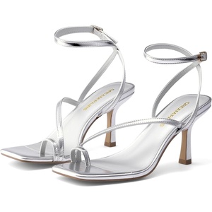 DREAM PAIRS Women’s Kitten Low Heels with Square Toe Adjustable Ankle Strappy Fashion Sandals Comfortable Dressy Summer Shoes 2026 for Daily Party(Silver)