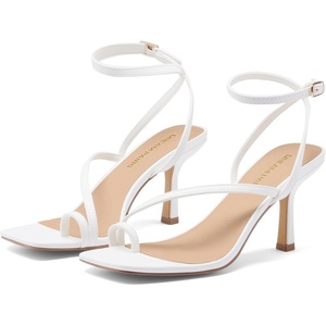 DREAM PAIRS Women’s Kitten Low Heels with Square Toe Adjustable Ankle Strappy Fashion Sandals Comfortable Dressy Summer Shoes 2026 for Daily Party(White)
