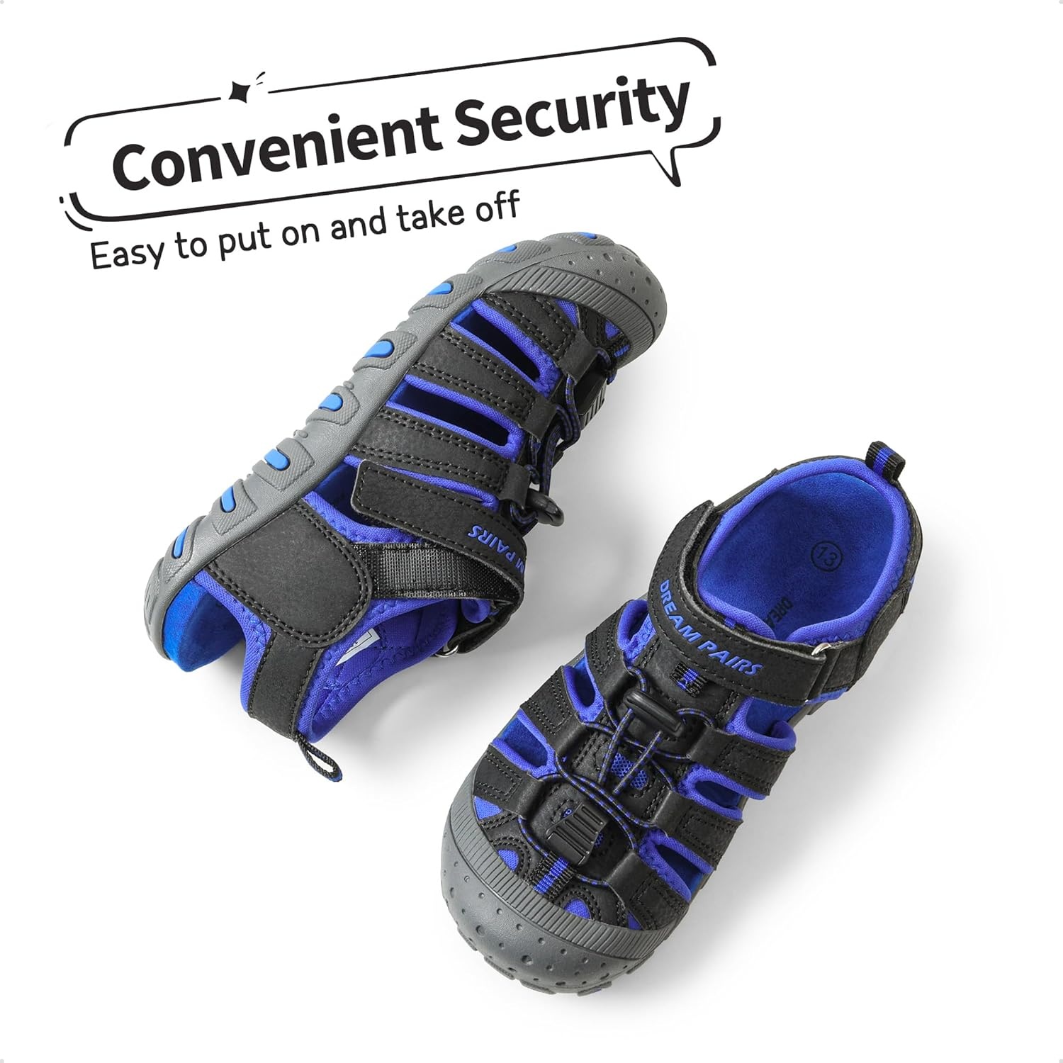 image:imageDREAM PAIRS Boys Girls ClosedToe Outdoor Summer Water Sport Sandals for ToddlerLittleBig KidBlackDark Blue