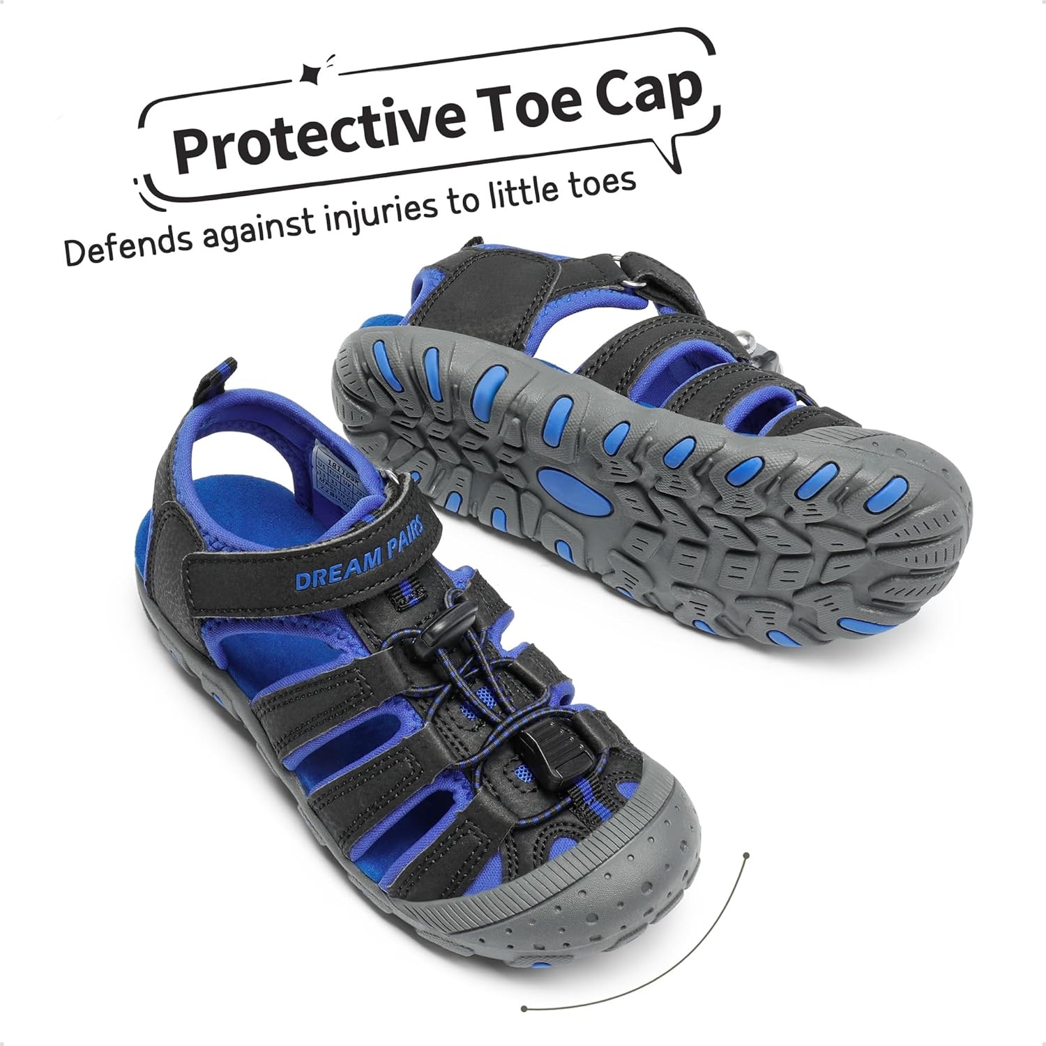 image:imageDREAM PAIRS Boys Girls ClosedToe Outdoor Summer Water Sport Sandals for ToddlerLittleBig KidBlackDark Blue
