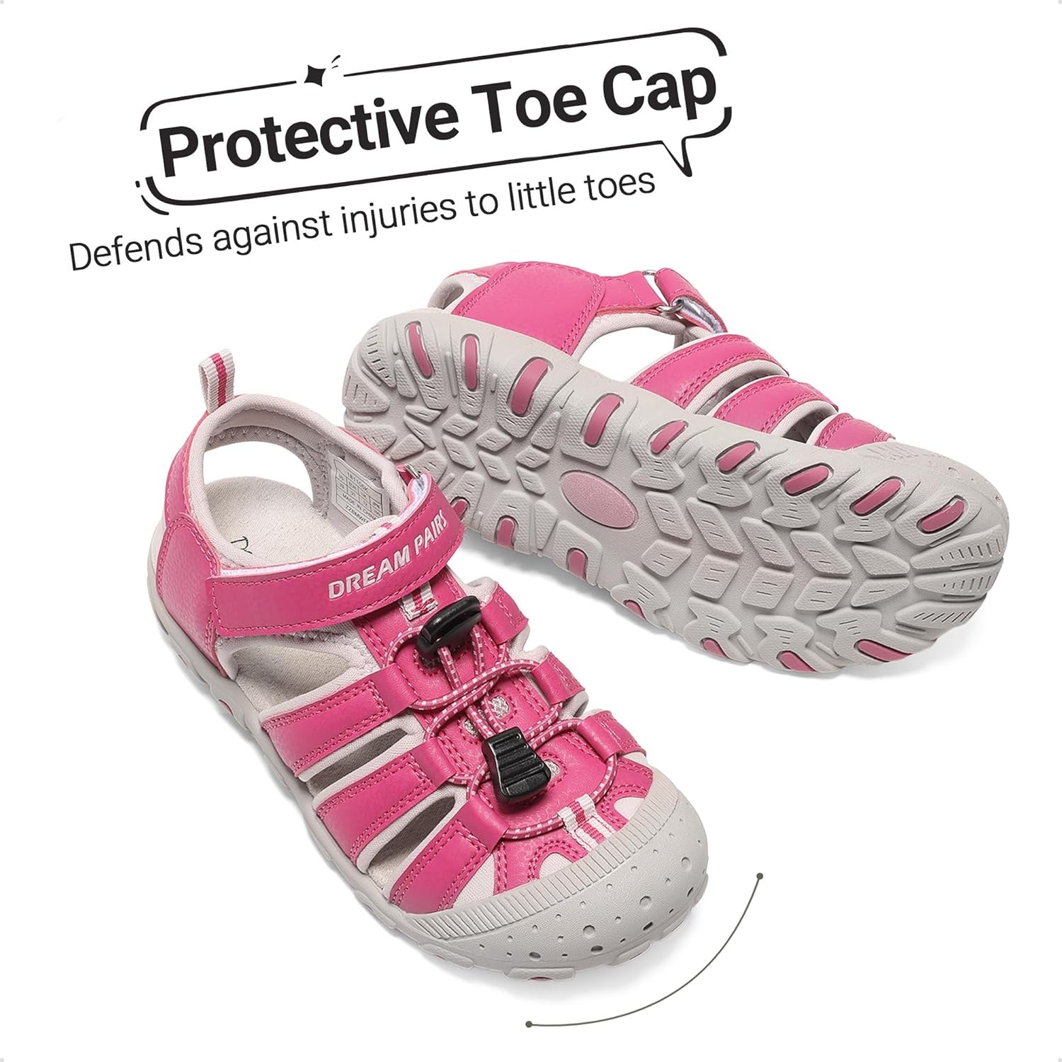image:imageDREAM PAIRS Boys Girls ClosedToe Outdoor Summer Water Sport Sandals for ToddlerLittleBig KidHot Pink