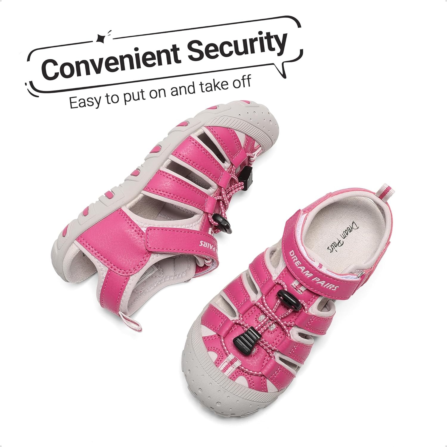 image:imageDREAM PAIRS Boys Girls ClosedToe Outdoor Summer Water Sport Sandals for ToddlerLittleBig KidHot Pink