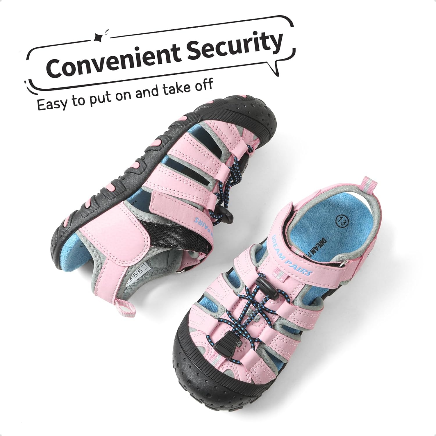 image:imageDREAM PAIRS Boys Girls ClosedToe Outdoor Summer Water Sport Sandals for ToddlerLittleBig KidPink