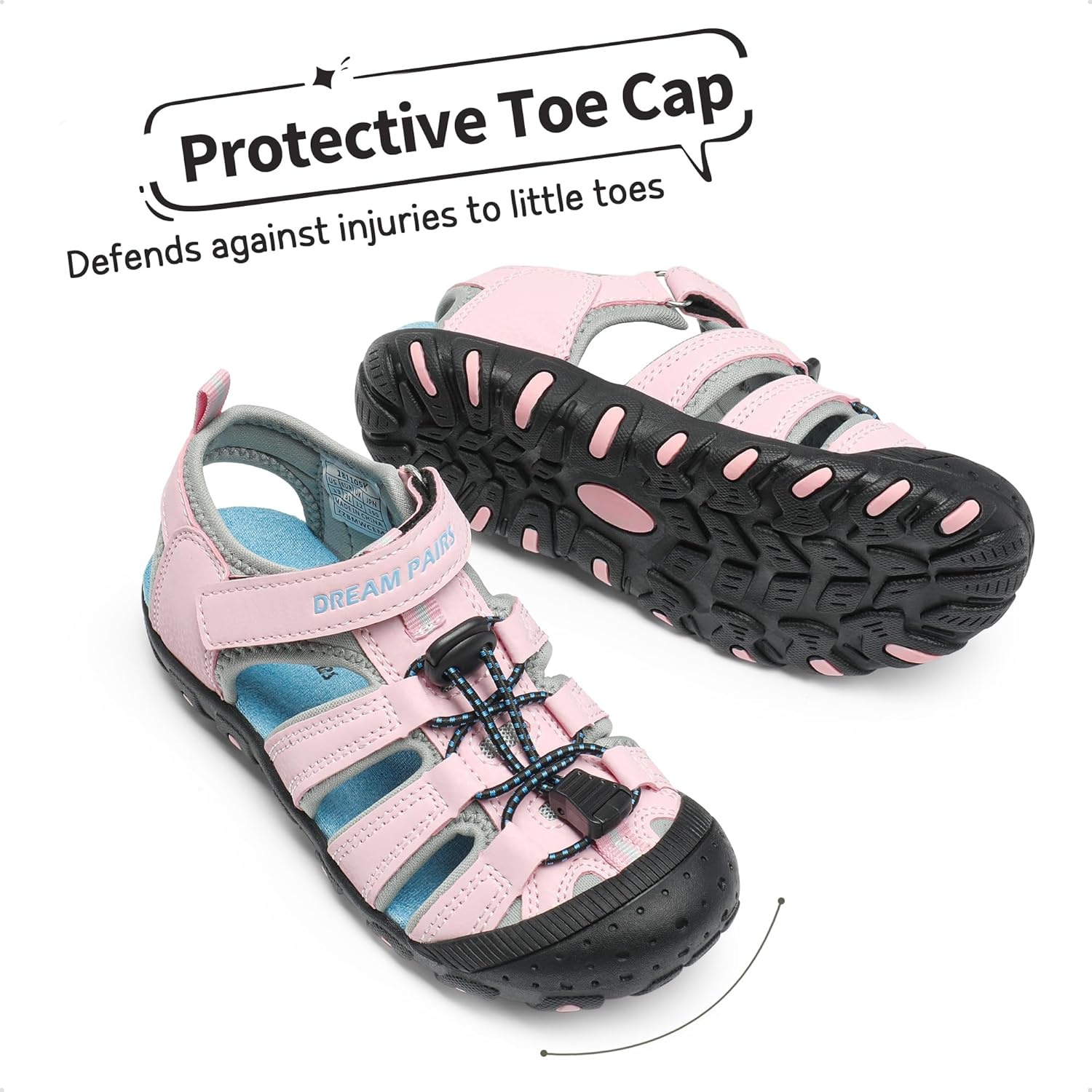 image:imageDREAM PAIRS Boys Girls ClosedToe Outdoor Summer Water Sport Sandals for ToddlerLittleBig KidPink