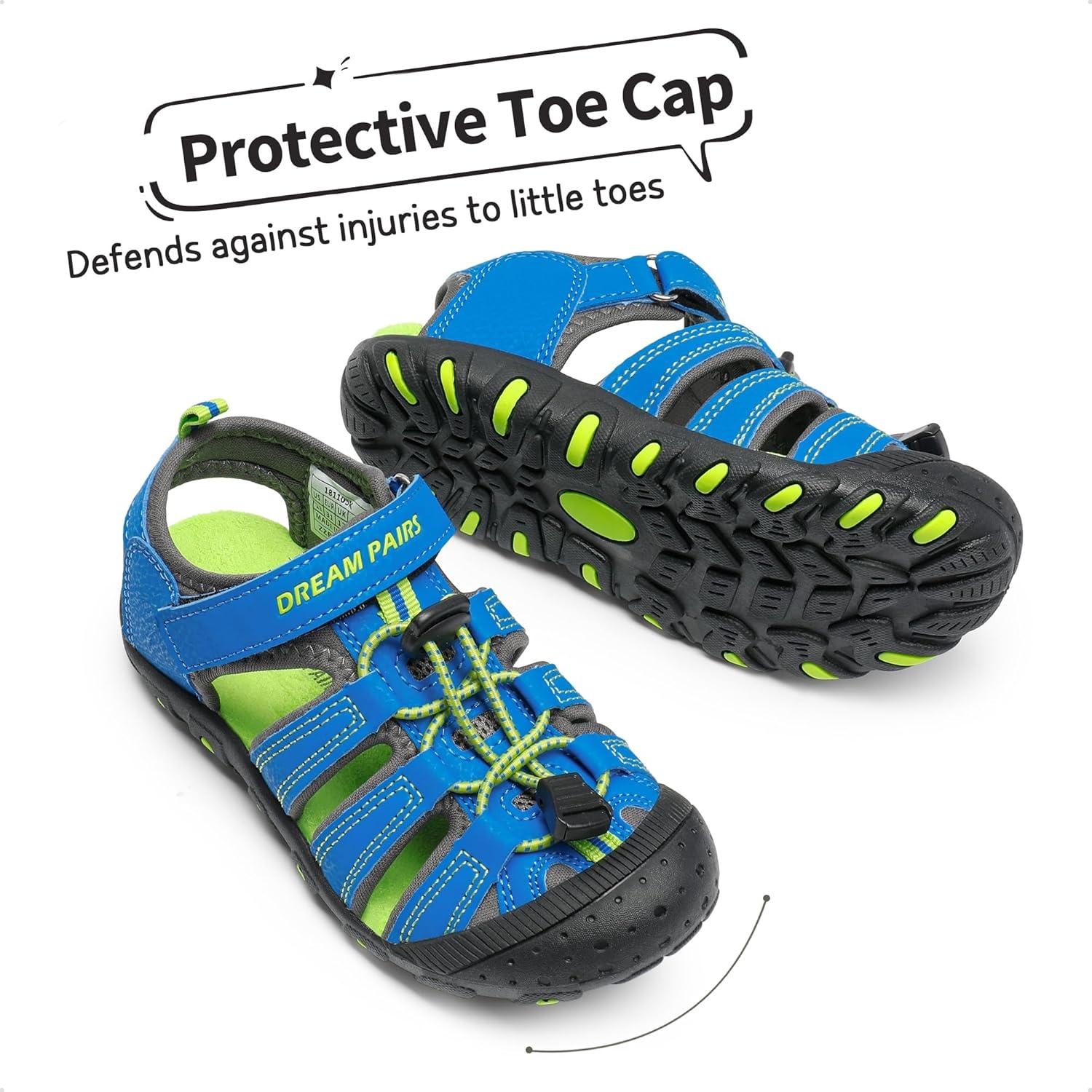 image:imageDREAM PAIRS Boys Girls ClosedToe Outdoor Summer Water Sport Sandals for ToddlerLittleBig KidRoyalBlueGreen