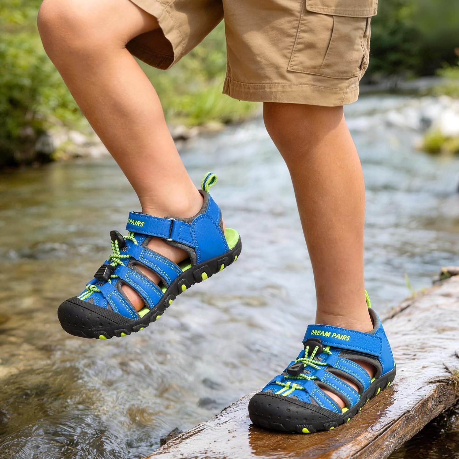 image:imageDREAM PAIRS Boys Girls ClosedToe Outdoor Summer Water Sport Sandals for ToddlerLittleBig KidRoyalBlueGreen