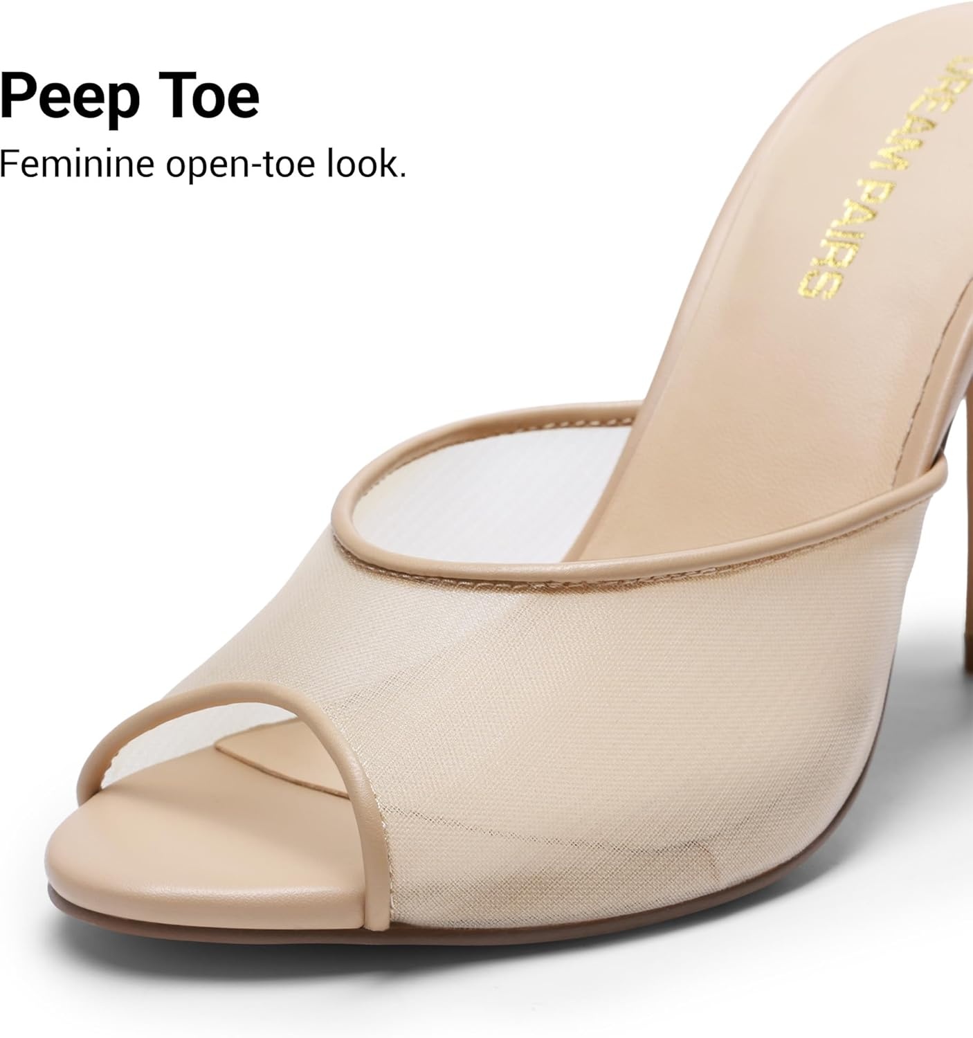 image:imageDREAM PAIRS Mule Heels for Women High Heels Stiletto Open Round Peep Toe Mules Sandals Slip on Dress Shoes 2026 Sexy Heeled for Party Dressy Prom WeddingNudemesh