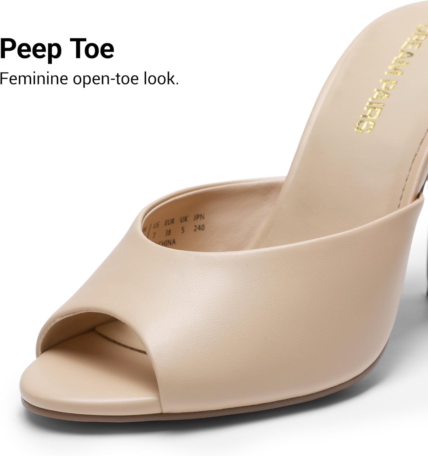 image:imageDREAM PAIRS Mule Heels for Women High Heels Stiletto Open Round Peep Toe Mules Sandals Slip on Dress Shoes 2026 Sexy Heeled for Party Dressy Prom WeddingNude