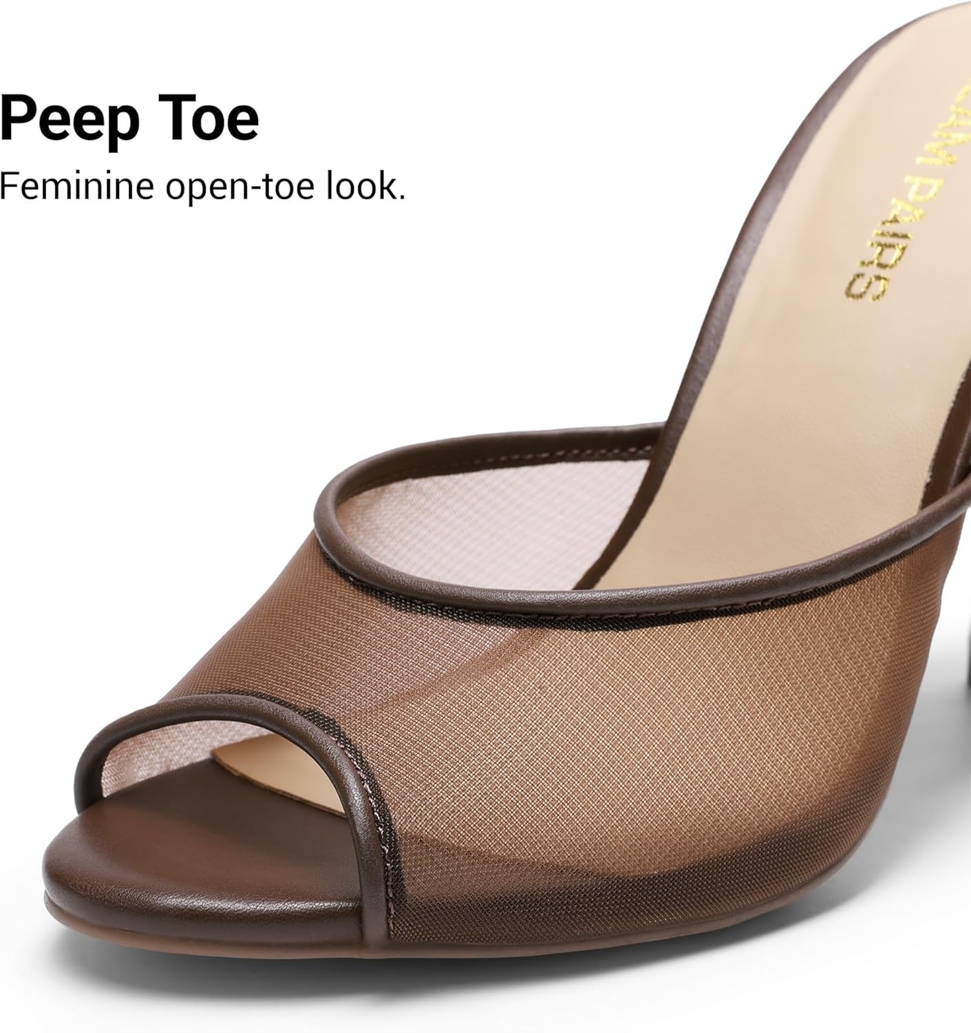 image:imageDREAM PAIRS Mule Heels for Women High Heels Stiletto Open Round Peep Toe Mules Sandals Slip on Dress Shoes 2026 Sexy Heeled for Party Dressy Prom WeddingBrown