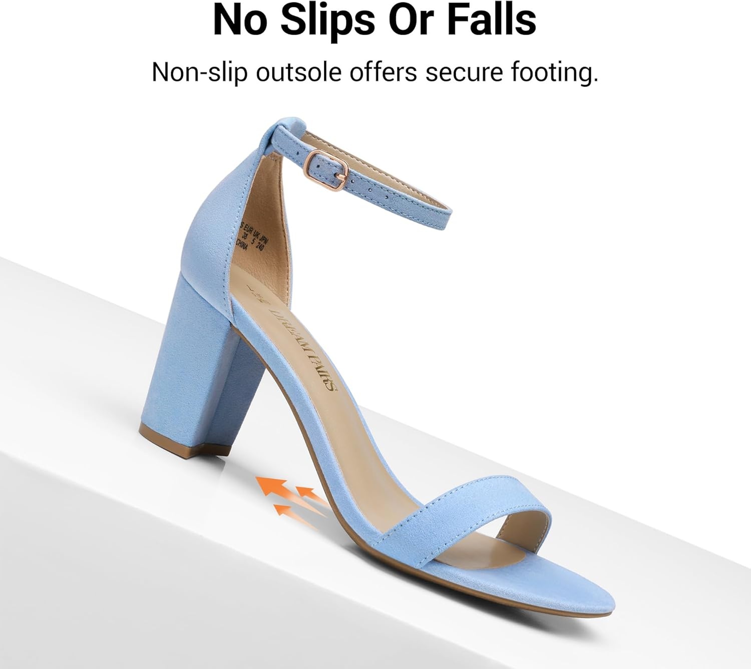 image:imageDREAM PAIRS Womens Chunky Block Heel Sandals Open Toe Ankle Strap Dress Shoes Comfortable Wedding Guest Heels for Party Prom and Formal EventsBabyBlueSuede