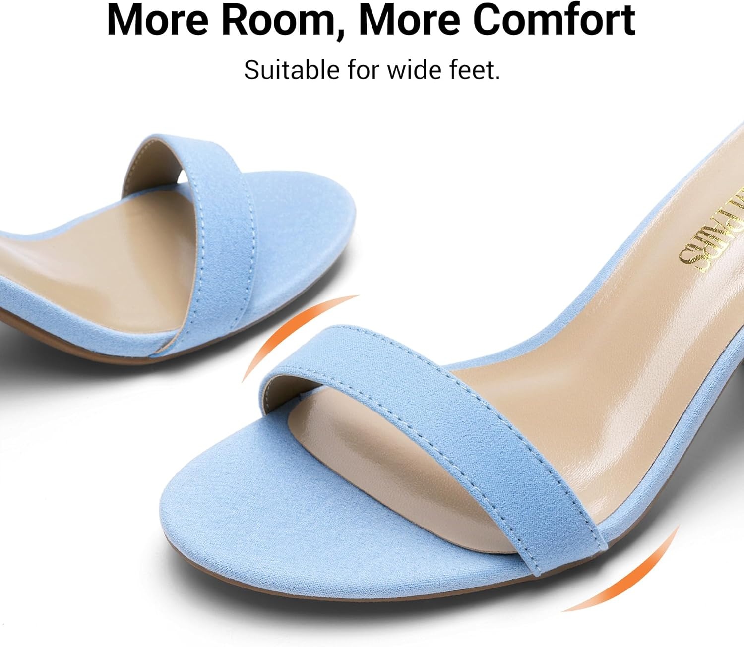 image:imageDREAM PAIRS Womens Chunky Block Heel Sandals Open Toe Ankle Strap Dress Shoes Comfortable Wedding Guest Heels for Party Prom and Formal EventsBabyBlueSuede