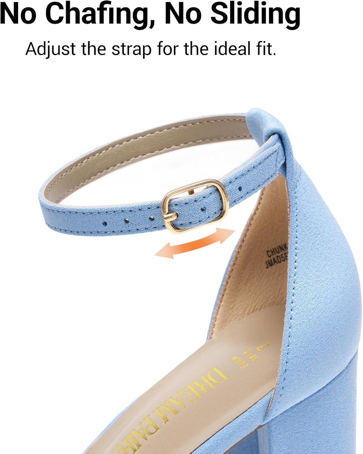image:imageDREAM PAIRS Womens Chunky Block Heel Sandals Open Toe Ankle Strap Dress Shoes Comfortable Wedding Guest Heels for Party Prom and Formal EventsBabyBlueSuede