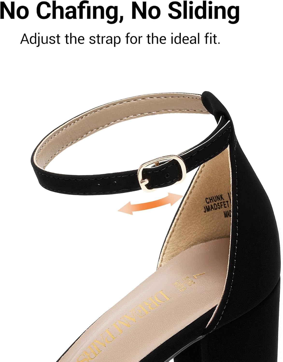 image:imageDREAM PAIRS Womens Chunky Block Heel Sandals Open Toe Ankle Strap Dress Shoes Comfortable Wedding Guest Heels for Party Prom and Formal EventsBlackNubuck