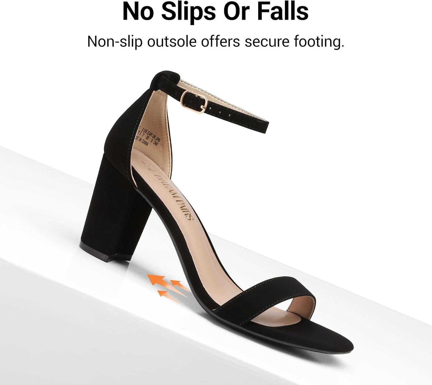 image:imageDREAM PAIRS Womens Chunky Block Heel Sandals Open Toe Ankle Strap Dress Shoes Comfortable Wedding Guest Heels for Party Prom and Formal EventsBlackNubuck