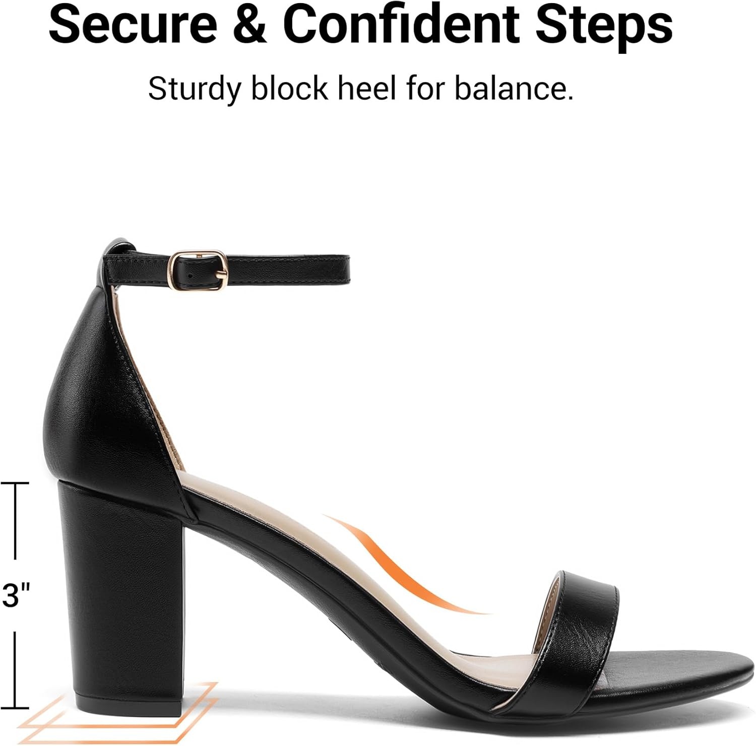 image:imageDREAM PAIRS Womens Chunky Block Heel Sandals Open Toe Ankle Strap Dress Shoes Comfortable Wedding Guest Heels for Party Prom and Formal EventsBlackPu