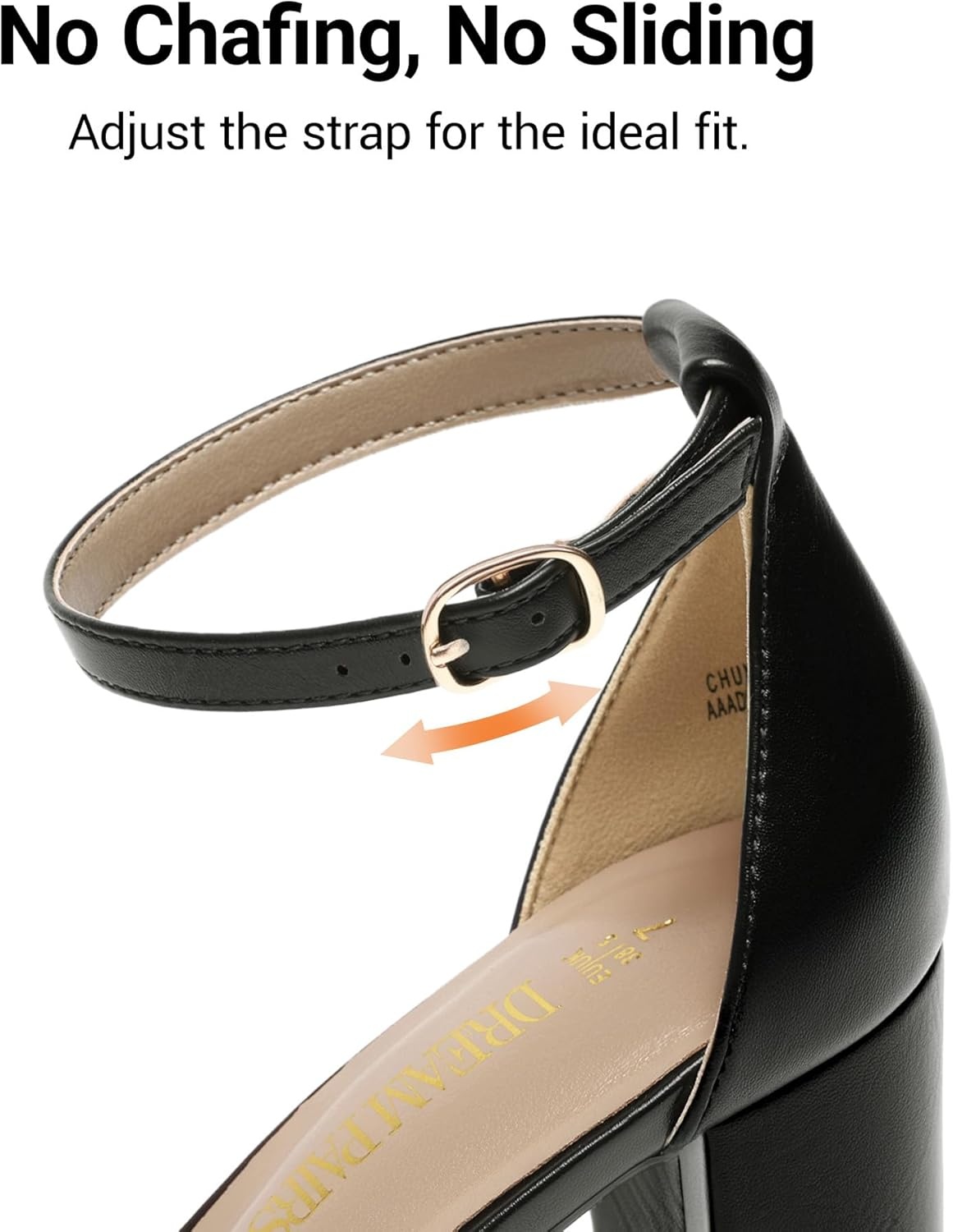 image:imageDREAM PAIRS Womens Chunky Block Heel Sandals Open Toe Ankle Strap Dress Shoes Comfortable Wedding Guest Heels for Party Prom and Formal EventsBlackPu
