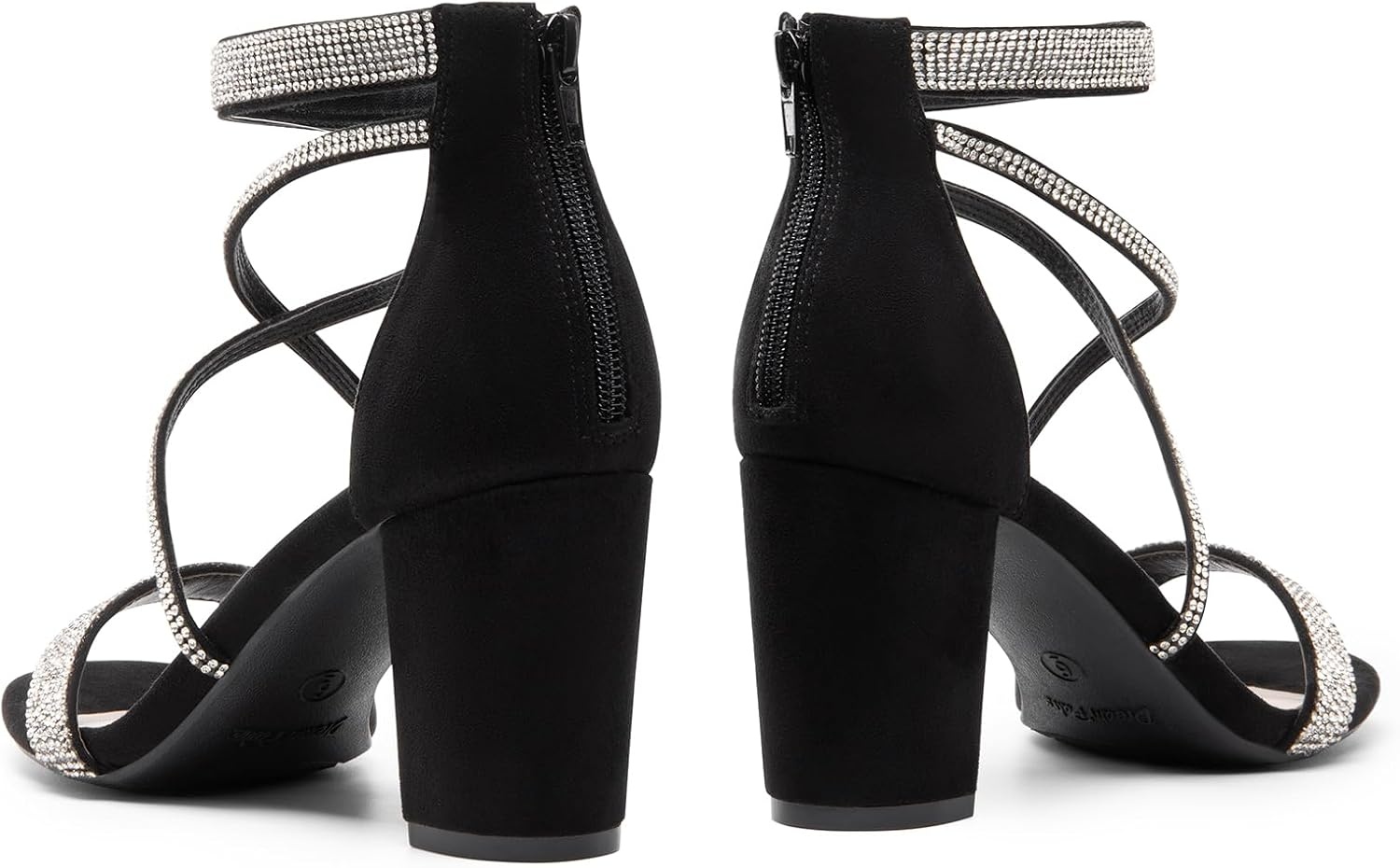 image:imageDREAM PAIRS Womens Chunky Block Heel Sandals Open Toe Ankle Strap Dress Shoes Comfortable Wedding Guest Heels for Party Prom and Formal EventsBlacksuede