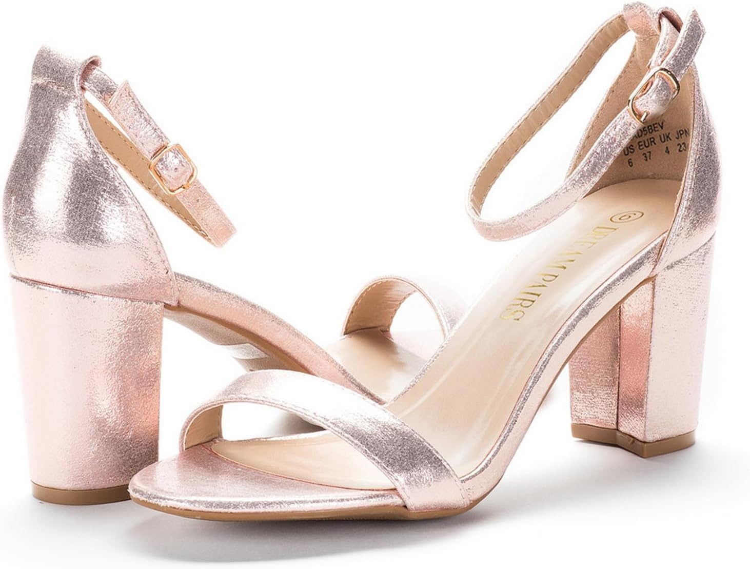 image:imageDREAM PAIRS Womens Chunky Block Heel Sandals Open Toe Ankle Strap Dress Shoes Comfortable Wedding Guest Heels for Party Prom and Formal EventsChampagne