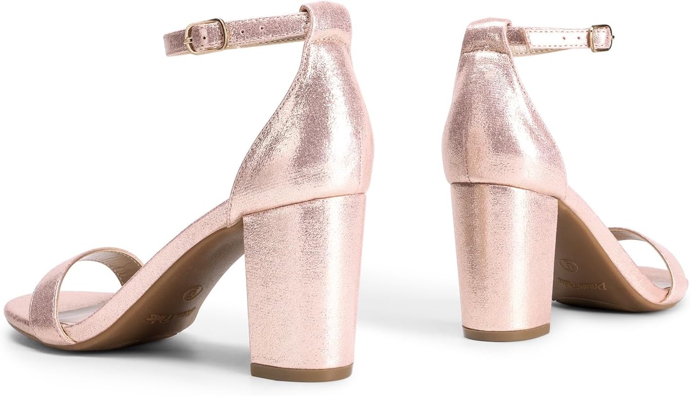 image:imageDREAM PAIRS Womens Chunky Block Heel Sandals Open Toe Ankle Strap Dress Shoes Comfortable Wedding Guest Heels for Party Prom and Formal EventsChampagne
