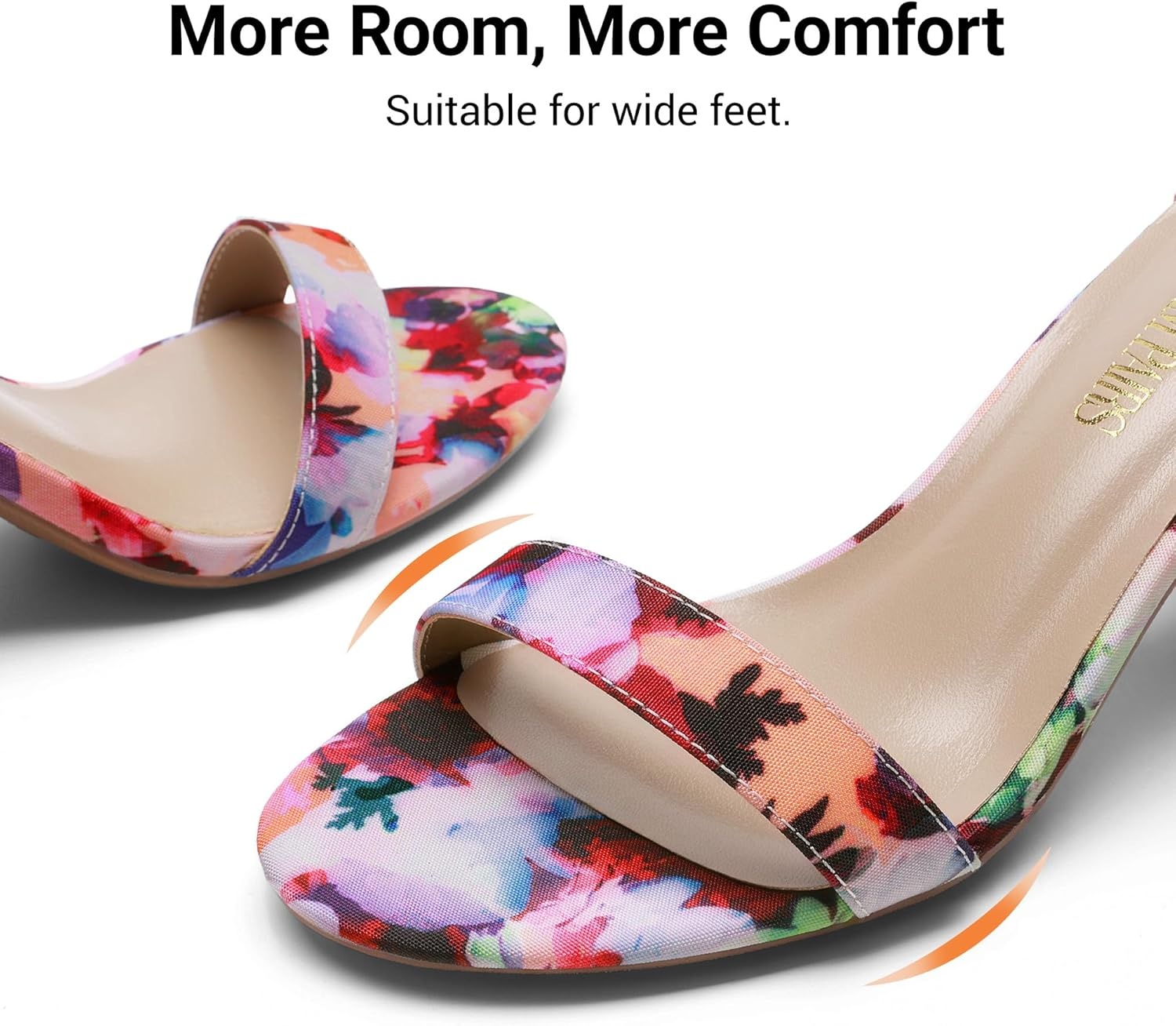 image:imageDREAM PAIRS Womens Chunky Block Heel Sandals Open Toe Ankle Strap Dress Shoes Comfortable Wedding Guest Heels for Party Prom and Formal EventsFloral