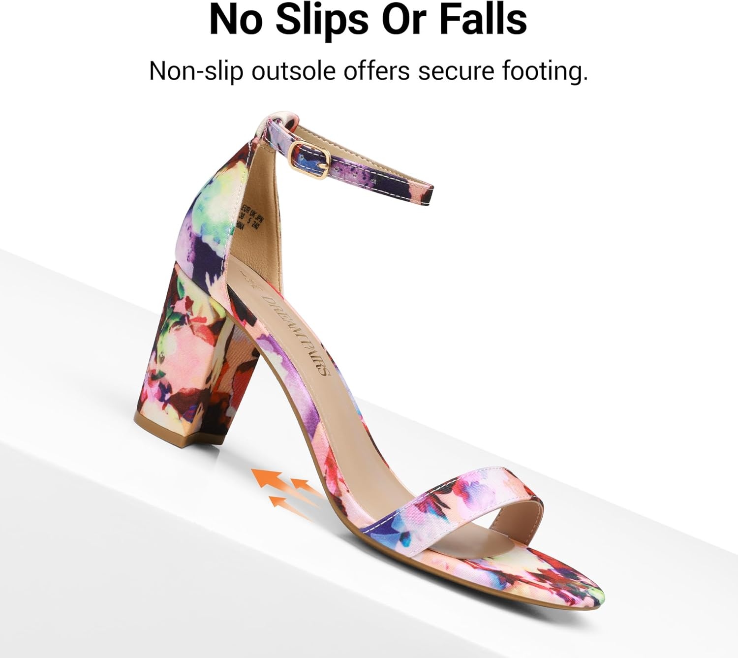 image:imageDREAM PAIRS Womens Chunky Block Heel Sandals Open Toe Ankle Strap Dress Shoes Comfortable Wedding Guest Heels for Party Prom and Formal EventsFloral