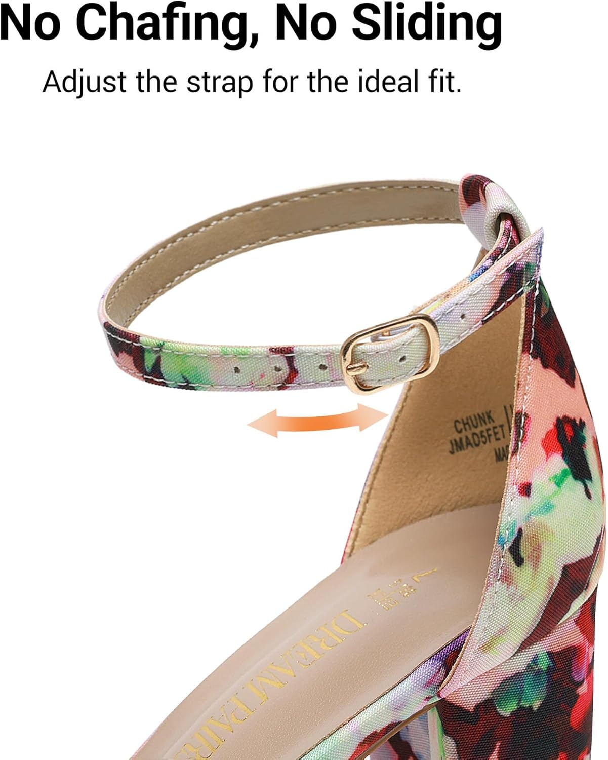 image:imageDREAM PAIRS Womens Chunky Block Heel Sandals Open Toe Ankle Strap Dress Shoes Comfortable Wedding Guest Heels for Party Prom and Formal EventsFloral
