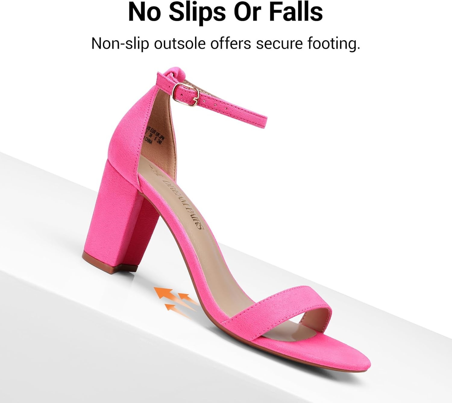 image:imageDREAM PAIRS Womens Chunky Block Heel Sandals Open Toe Ankle Strap Dress Shoes Comfortable Wedding Guest Heels for Party Prom and Formal EventsFuchsiasuede