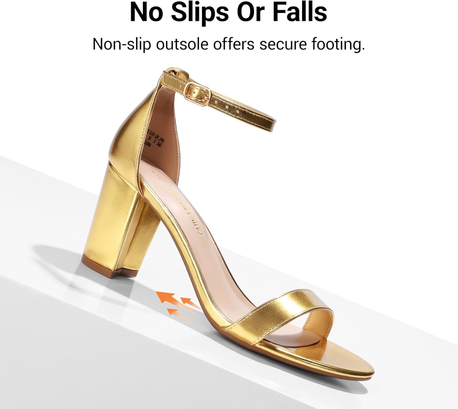 image:imageDREAM PAIRS Womens Chunky Block Heel Sandals Open Toe Ankle Strap Dress Shoes Comfortable Wedding Guest Heels for Party Prom and Formal EventsGoldmetallic